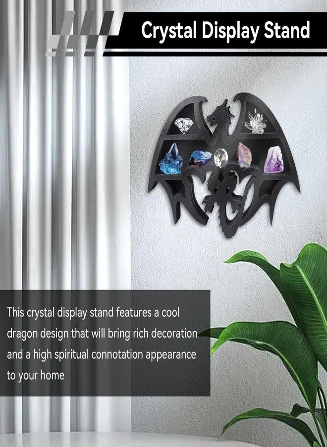 Jwthee Crystal Display Shelf, Wooden Floating Shelf Dragon Shape Design Display Shelfs Floating Wall Shelves Crystal Display Holder for Storing Crystals Stones and Essential Oils - Image 2